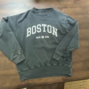 Anine Bing “Boston” Ramona Sweatshirt- Washed Black Colorway